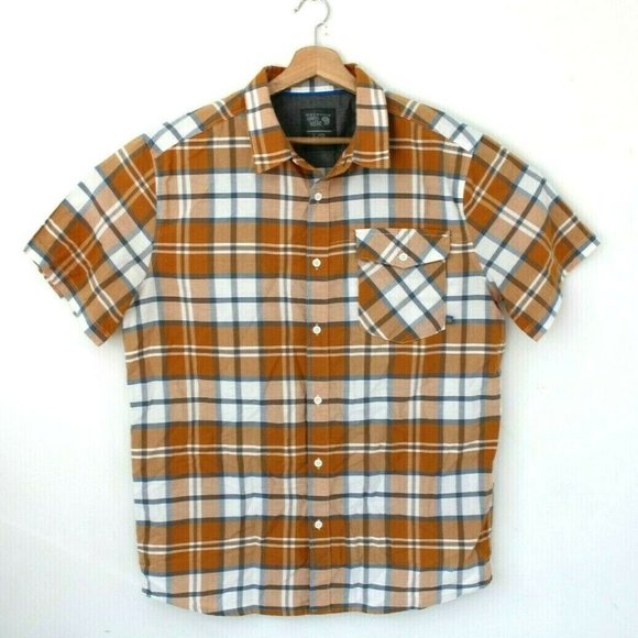 Mountain Hard Wear Mens Large Short Sleeve Orange Button Up Summer Shirt - Picture 1 of 4